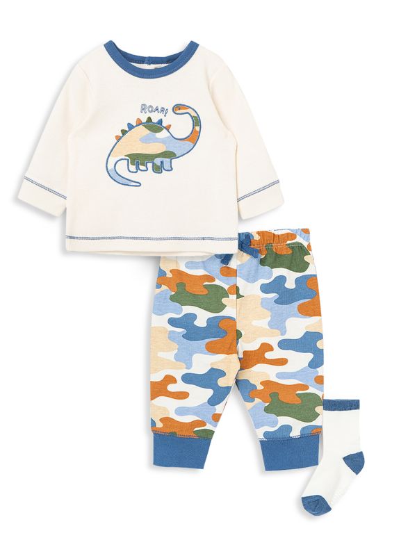 Little Me Baby Boy's 3-Piece Dino & Camo Sweatshirt, Joggers & Socks Set